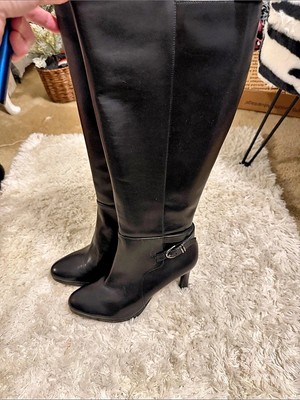 Naturalizer Black Heeled Wide Calf Boots